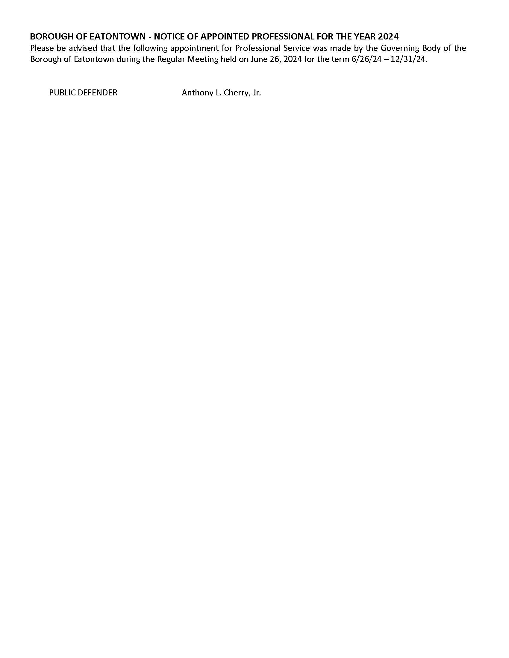 2024 - June Appt of Public Defender