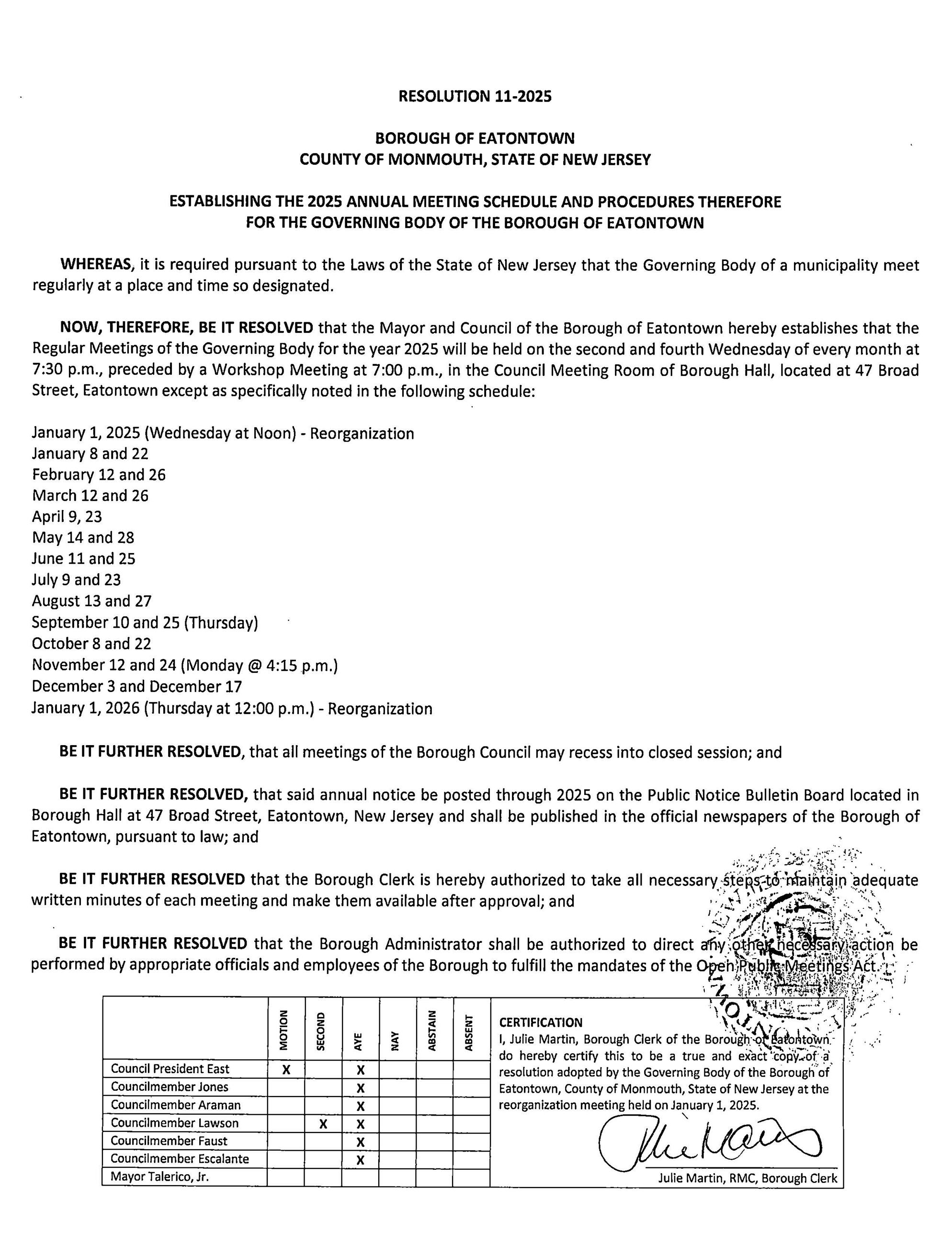 11-2025- Annual Meeting Schedule 2025