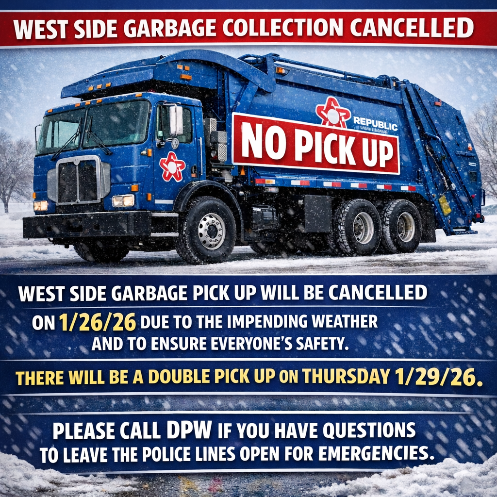 GARBAGE COLLECTION CANCELED WEST SIDE