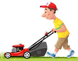 man mowing lawn 